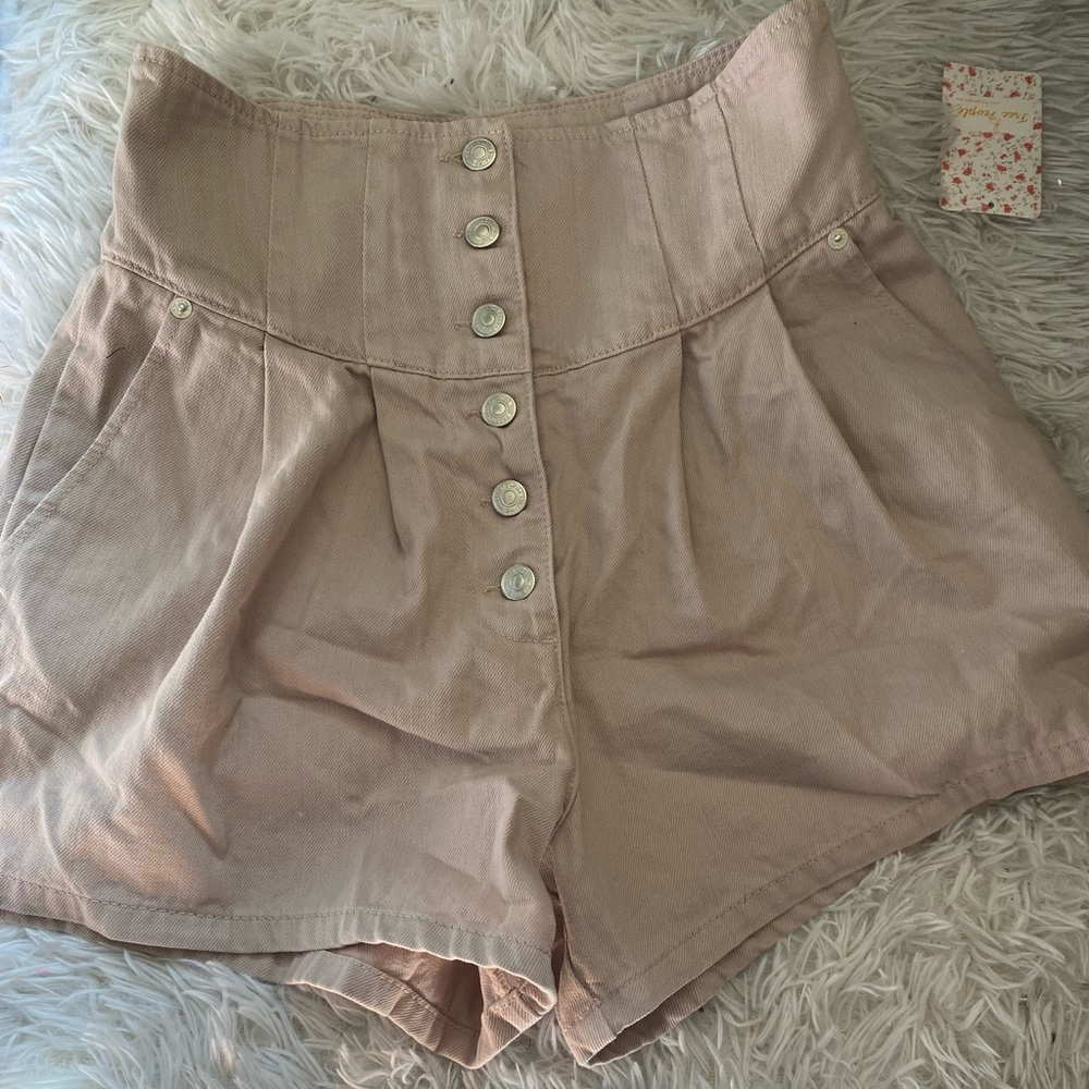 NWT macaroon color high waisted rib high Free People shorts